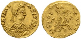  EUROPEAN COINS & MEDALS   FRANCE   ELUSA AUSCIORUM (AUCH)   Charles Martel, 717-741. Triens s.d. Imitant une émission d'Anastase. DN ANASTASIVS PP. B...