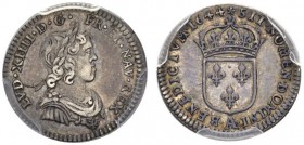  EUROPEAN COINS & MEDALS   FRANCE ROYALE   ROYAUME   Louis XIV, 1643-1715. 1/48 Ecu 1644 A, Paris. A la légende complète. Gadoury 88 (R4). D'une très ...