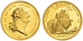  EUROPEAN COINS & MEDALS   FRANCE ROYALE   ROYAUME   Louis XVI, 1774-1793. Jeton d'or 1793. Commémorant et dénonçant la mort du roi le 21 janvier 1793...