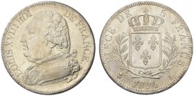  EUROPEAN COINS & MEDALS   FRANCE ROYALE   RESTAURATION   Louis XVIII, 1814-1824. 5 Francs 1814 L, Bayonne. Dav. 86; Gadoury 591; K./M. 702.1. 24,94 g...
