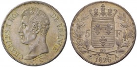  EUROPEAN COINS & MEDALS   FRANCE ROYALE   RESTAURATION   Charles X, 1824-1830. 5 Francs 1826 A, Paris. Dav. 88; Gadoury 643; K./M. 720.1. 25,14 g. Sp...