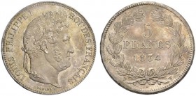  EUROPEAN COINS & MEDALS   FRANCE ROYALE   RESTAURATION   Louis Philippe, 1830-1848. 5 Francs 1834 W, Lille. Dav. 91; Gadoury 678; K./M. 749.13. 25,99...