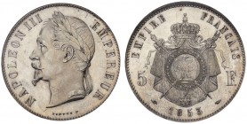  EUROPEAN COINS & MEDALS   FRANCE ROYALE   SECOND EMPIRE, 1852-1870.   Napoléon III, 1852-1870. 5 Francs 1853 A, Paris. Piéfort en argent. Mazard 1637...