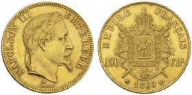  EUROPEAN COINS & MEDALS   FRANCE ROYALE   SECOND EMPIRE, 1852-1870.   Napoléon III, 1852-1870. 100 Francs 1869 BB, Strasbourg. Fr. 581; Gadoury 1136....