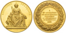  EUROPEAN COINS & MEDALS   FRANCE ROYALE   TROISIEME REPUBLIQUE, 1870-1940.   Médaille d'or 1878. Par. A. Bovy. Attribuée à Mr. Arreiter, inspecteur d...