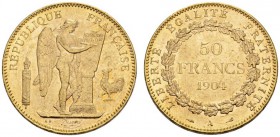  EUROPEAN COINS & MEDALS   FRANCE ROYALE   TROISIEME REPUBLIQUE, 1870-1940.   50 Francs 1904 A, Paris. Fr. 591; Gadoury 1113. 16,10 g. OR. Rare dans c...