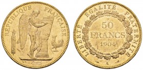  EUROPEAN COINS & MEDALS   FRANCE ROYALE   TROISIEME REPUBLIQUE, 1870-1940.   50 Francs 1904 A, Paris. Fr. 591; Gadoury 1113. 16,13 g. OR. Rare dans c...