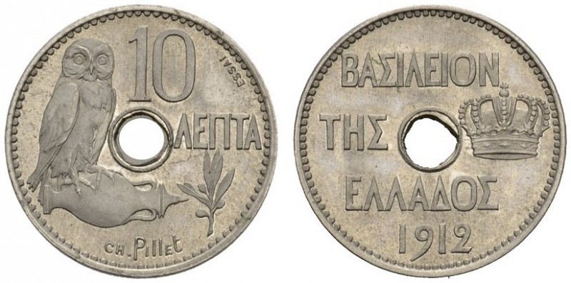  EUROPEAN COINS & MEDALS   GRIECHENLAND   Georg I., 1863-1913. 10 Lepta 1912, Pa...