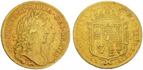  EUROPEAN COINS & MEDALS   GREAT BRITAIN   UNITED KINGDOM   William III und Mary, 1688-1694. 5 Guineas 1691, London. With elephant & castle. GVLLELMVS...