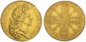  EUROPEAN COINS & MEDALS   GREAT BRITAIN   UNITED KINGDOM   William III, 1694-1702. 5 Guineas 1701, London. DECIMO TERTIO GVLIELMVS III DEI GRA. Secon...