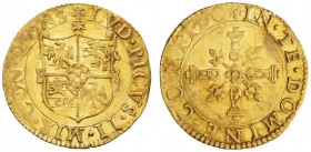  EUROPEAN COINS & MEDALS   ITALIA   MIRANDOLA   Ludovico Pico II, 1550-1568. Scudo d'oro s.d. LVD PICVS II MIR CON Q DNS. Stemma sormontato da sole a ...