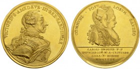  EUROPEAN MEDALS OF HIGH ARTISTIC VALUE   ITALY   PAPAL STATES   Vittorio Amadeo III, 1773-1796. Gold medal 1775. By Lorenzo Lavy. Commemorating the m...