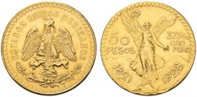  COINS & MEDALS FROM OVERSEAS   MEXICO   United States, since 1905. 50 Pesos 1928. Fr. 172; K./M. 481. 41,65 g. Min. edge knock, otherwise Extremely f...