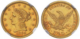  COINS & MEDALS FROM OVERSEAS   USA   LIBERTY HEAD 2 1/2 DOLLARS (1840-1907)   2 1/2 Dollars 1884, Philadelphia. Fr. 114; K./M. 72. In NGC­Slab, grade...