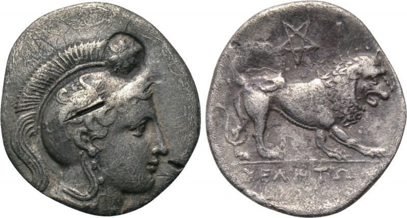 LUCANIA. Velia. Didrachm (Circa 300-280 BC). 

Obv: Helmeted head of Athena ri...