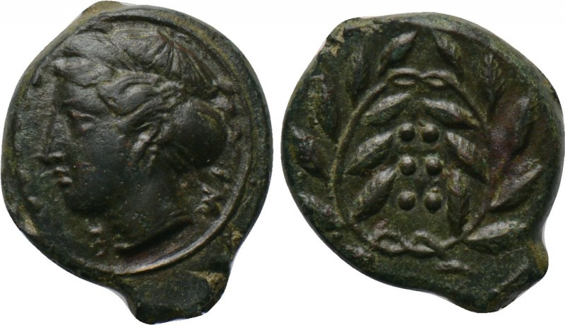 SICILY. Himera. Ae Hemilitra (Circa 415-409 BC). 

Obv: IM - E. 
Female head ...