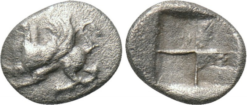 THRACE. Abdera. Obol (Circa 520/15-500 BC). 

Obv: Griffin seated left, raisin...