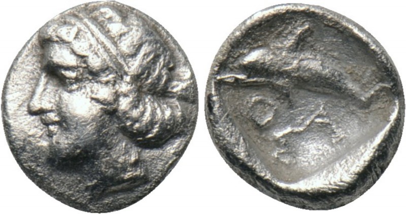 THRACE. Thasos. Hemiobol (Circa 412-404 BC). 

Obv: Head of nymph left.
Rev: ...