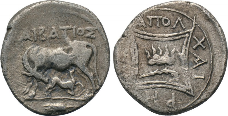 ILLYRIA. Apollonia. Drachm (Circa 120/00-80/70 BC). Aibatios and Chairenos, magi...