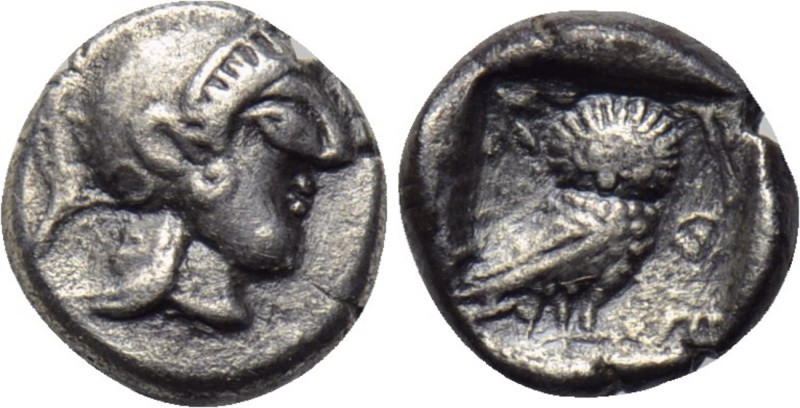 ATTICA. Athens. Obol (500/490 - 485/0 BC). 

Obv: Helmeted head of Athena righ...