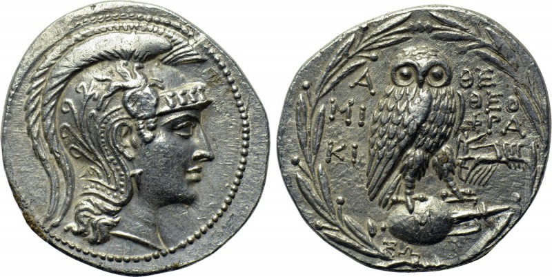 ATTICA. Athens. Tetradrachm (137-136 BC). New Style coinage. . 

Obv: Helmeted...