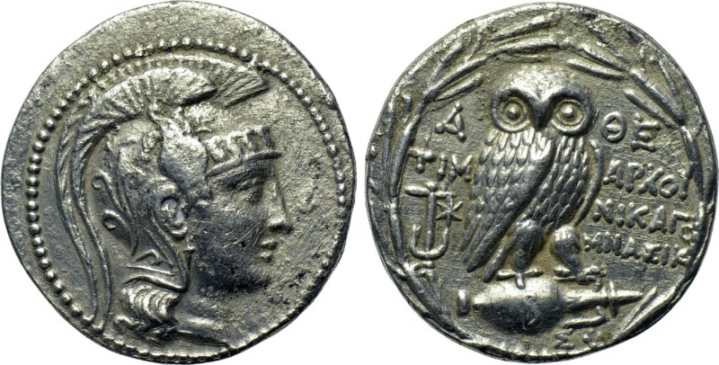 ATTICA. Athens. Tetradrachm (165/42 BC). New Style Coinage. Timarchos, Nikago- a...