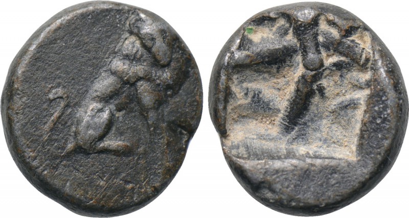 ASIA MINOR. Uncertain. Diobol (Circa 4th century BC). 

Obv: Lion seated right...