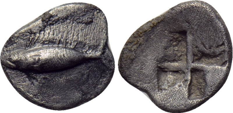 MYSIA. Kyzikos. Obol (Circa 530-500 BC). 

Obv: Tunny left.
Rev: Quadripartit...