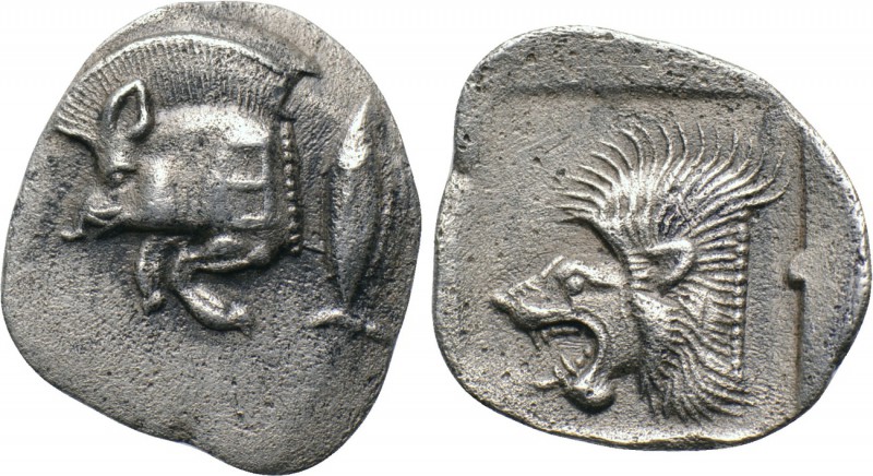 MYSIA. Kyzikos. Obol (Circa 450-400 BC). 

Obv: Forepart of boar left, with E ...