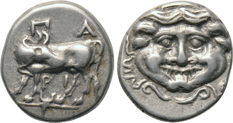 MYSIA. Parion. Hemidrachm (4th century BC). 

Obv: Facing gorgoneion.
Rev: ΠΑ...
