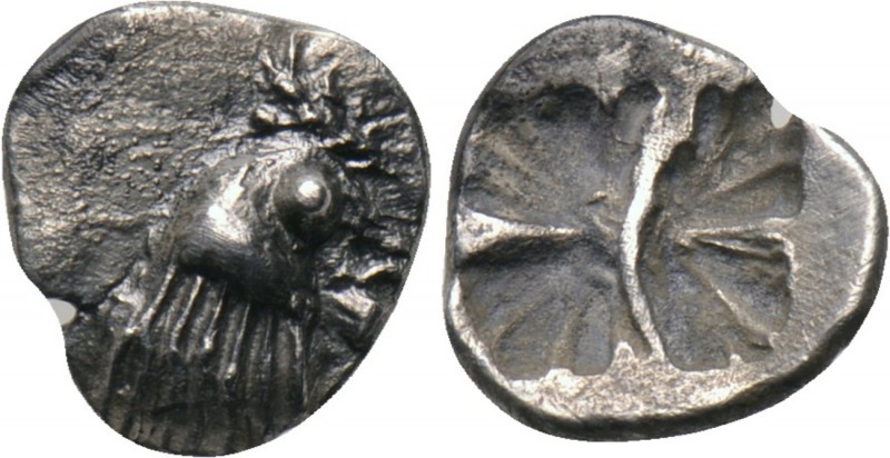 TROAS. Dardanos. Hemiobol (5th century BC). 

Obv: Head of cock right.
Rev: Q...