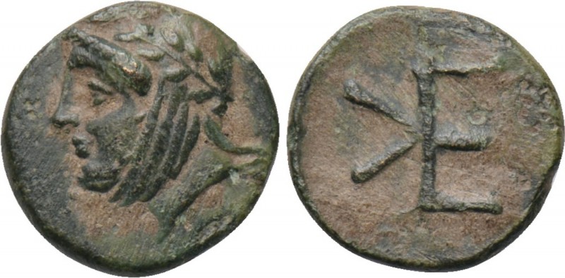 TROAS. Kebren. Ae (Circa 412-399 BC). 

Obv: Head of satrap left, wearing laur...