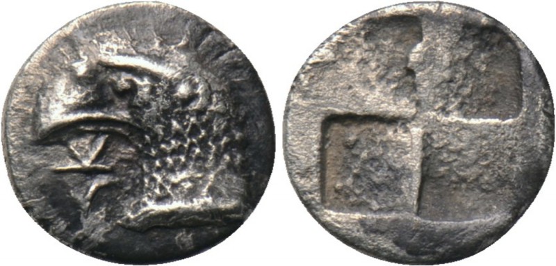 AEOLIS. Kyme. Hemiobol (Circa 480-450 BC). 

Obv: KY. 
Head of eagle left.
R...