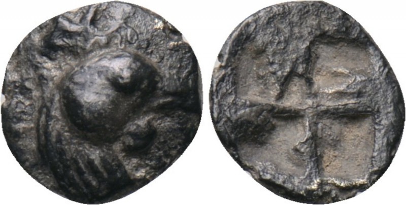 AEOLIS. Kyme. Hemiobol (Circa 480-450 BC). 

Obv: Head of eagle right.
Rev: Q...