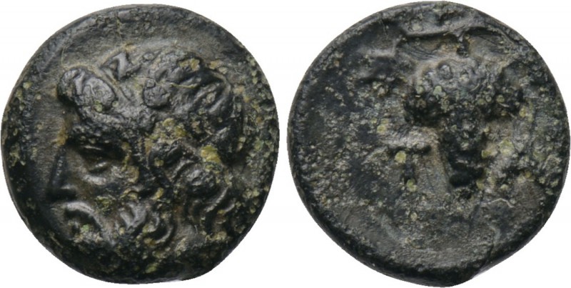 AEOLIS. Temnos. Ae (3rd century BC). 

Obv: Head of Dionysos left, wearing ivy...