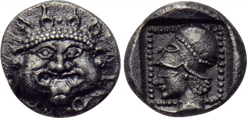 LESBOS. Methymna. Diobol (Circa 500/480-460 BC). 

Obv: Facing gorgoneion, ton...