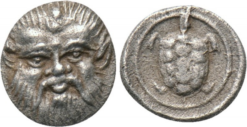 LESBOS. Methymna. Obol (Circa 450/40-406 BC). 

Obv: Facing head of Silenos.
...