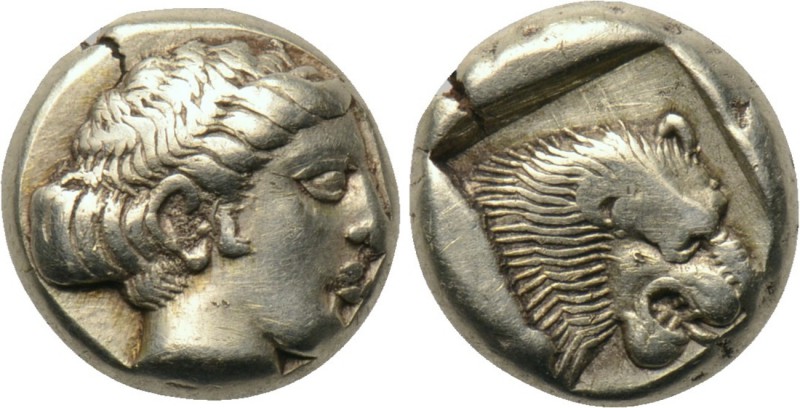LESBOS. Mytilene. EL Hekte (Circa 454-428/7 BC). 

Obv: Female head right.
Re...