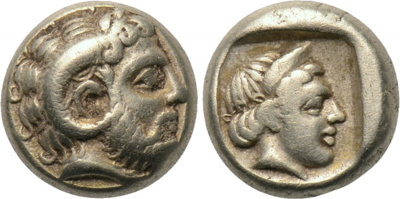 LESBOS. Mytilene. EL Hekte (Circa 412-378 BC). 

Obv: Head of Zeus right, with...