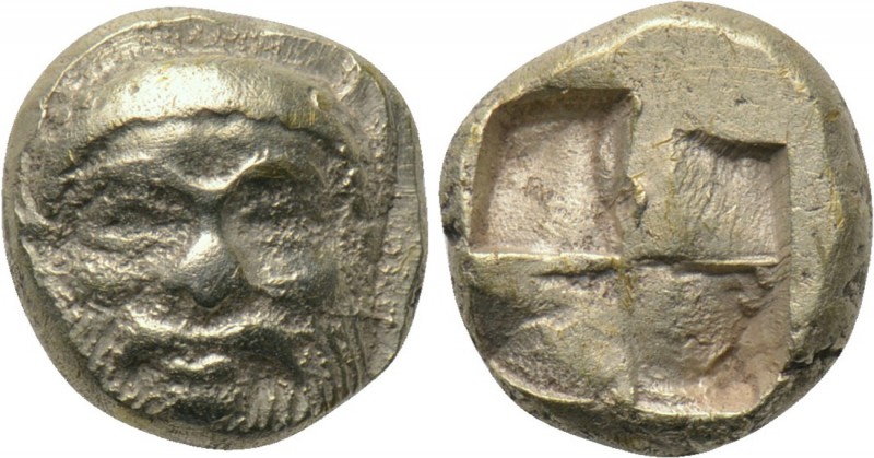 LESBOS. Mytilene. EL Hekte (Circa 478-455 BC). 

Obv: Bearded head of Silenos ...