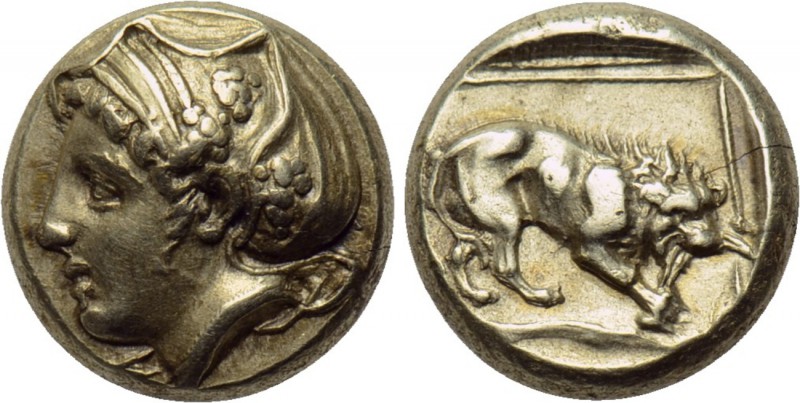 LESBOS. Mytilene. EL Hekte (Circa 412-378 BC). 

Obv: Head of Ariadne left, ha...