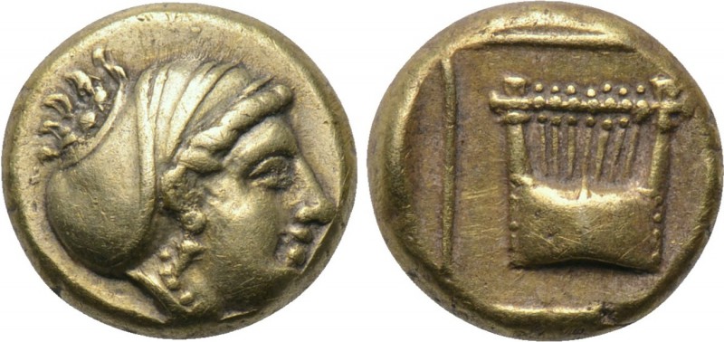 LESBOS. Mytilene. EL Hekte (Circa 412-378 BC). 

Obv: Female head right, with ...