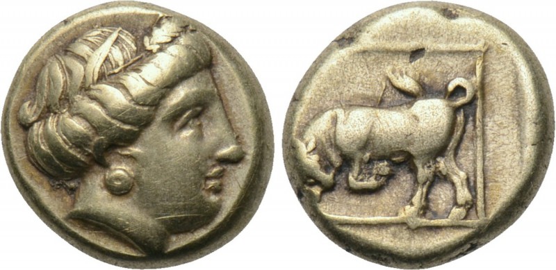 LESBOS. Mytilene. EL Hekte (Circa 377-326 BC). 

Obv: Head of Persephone right...