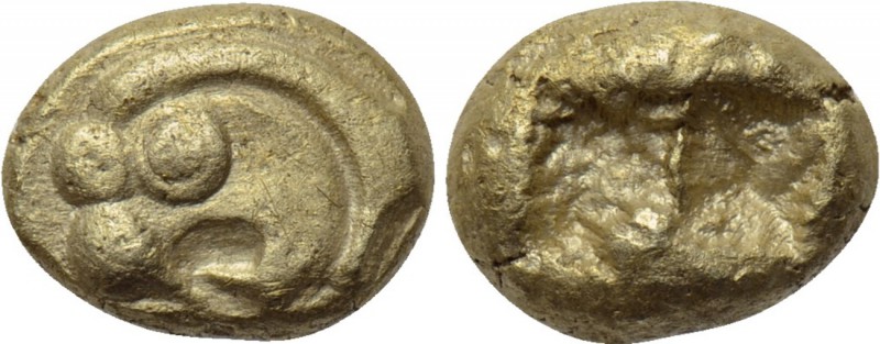 IONIA. Uncertain. EL Hekte (Circa 600-550 BC). 

Obv: Head of lion left.
Rev:...