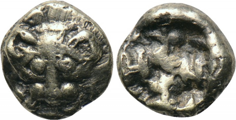 IONIA. Miletos. EL 1/48 Stater (Circa 600-550 BC). 

Obv: Facing lion head.
R...