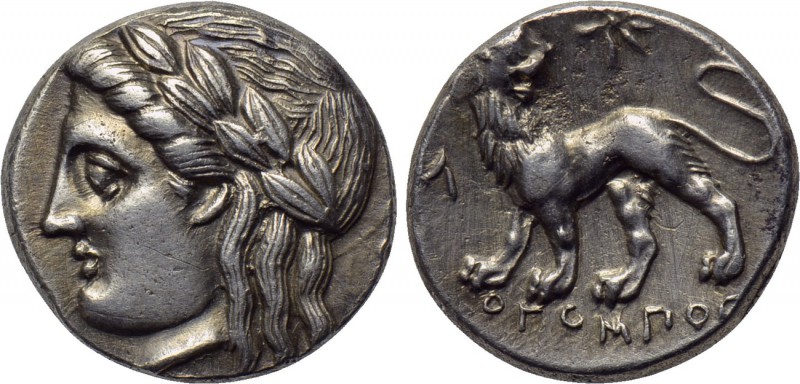 IONIA. Miletos. Drachm (Circa 353-323 BC). Diopompos, magistrate. 

Obv: Laure...