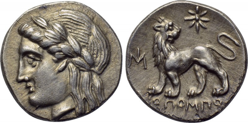 IONIA. Miletos. Drachm (Circa 353-323 BC). Diopompos, magistrate. 

Obv: Laure...