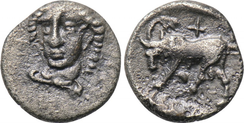 IONIA. Phygela. Hemiobol. (Circa 400-380 BC). 

Obv: Head of Artemis Munychia ...
