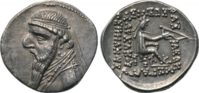KINGS OF PARTHIA. Mithradates II (121-91 BC). Drachm. Rhagai. 

Obv: Diademed ...