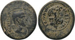 LYDIA. Tralles. Vedius Pollio (Legate of Asia, circa 29/8-27 BC). Ae. Menandros, son of Parrhasios, magistrate.